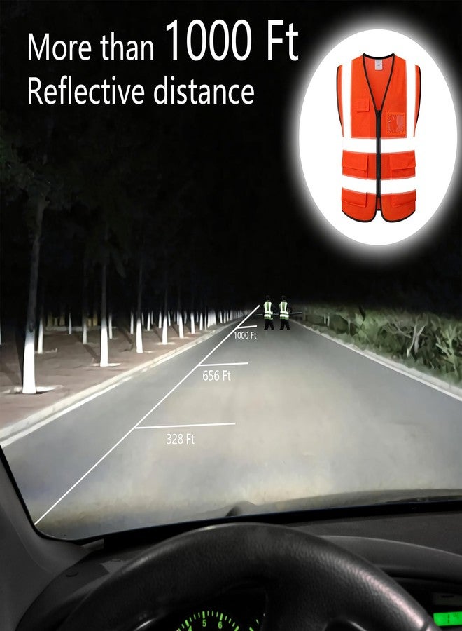 ASIPHITU Reflective Safety Vest for Men Women High Visibility Construction Work Vest with Pockets and zipper front Hi Vis Security Vest with Reflective Strips Meets ANSI/ISEA Standard (AP1-Orange-XL) - Image 5